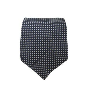 Ballantyne Mens Silk Check Print Classic Tie Blue